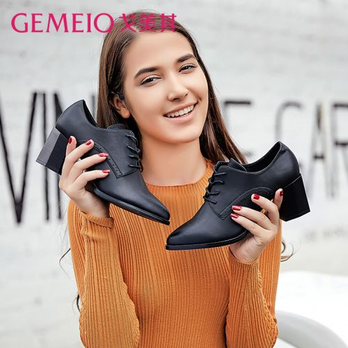 Chaussures de printemps femme en PU GEMEIQ pointu avec lacets, étanche - Retro semelle caoutchouc Ref 99723