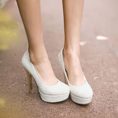 Chaussures de printemps femme en PU ronde ouverture profonde, avec perles, étanche - semelle caoutchouc Ref 9