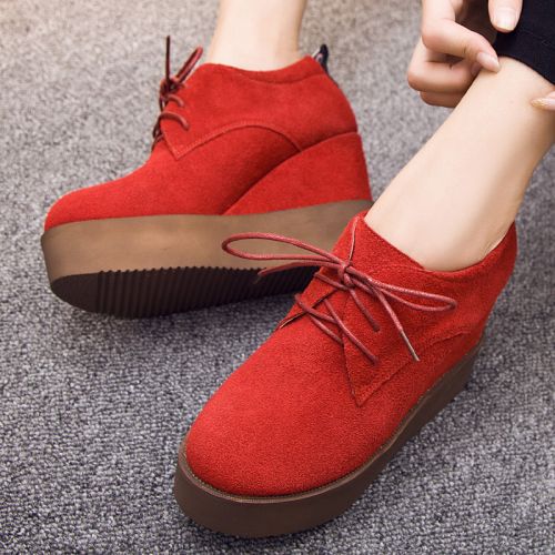 Chaussures de printemps femme en vache, Nubuck, ronde ouverture profonde, Wedges, Génoise, étanche - s