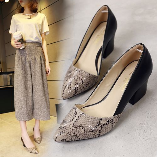 Chaussures de printemps femme en fibre Superfine pointu ouverture profonde, Modèles mélangées - Europe semelle caoutchouc 