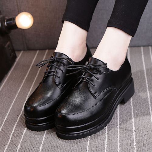 Chaussures de printemps femme en Vache revêtement cuir fendu ronde étanche, Génoise, avec lacets - semelle polyuréthane 
