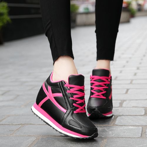 Chaussures de printemps femme en Cuir spatial M.S.MQSS ronde ouverture profonde, avec lacets, Wedges, étanche - semelle