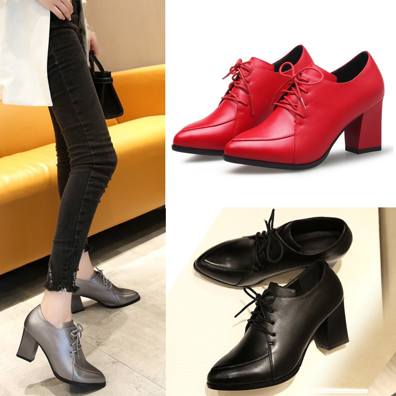 Chaussures de printemps femme en PU pointu avec lacets - Angleterre semelle caoutchouc Ref 997310