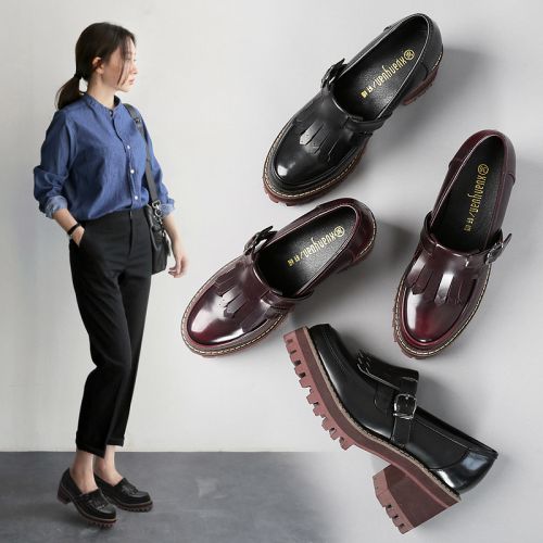 Chaussures de printemps femme en fibre Superfine ronde ouverture profonde, moraillon, houppe, étanche, boucle