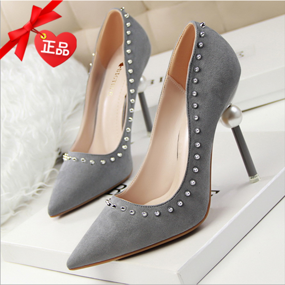 Chaussures de printemps femme en BIGTREE pointu ouverture profonde, rivet, perlé - semelle caoutchouc Ref 997323