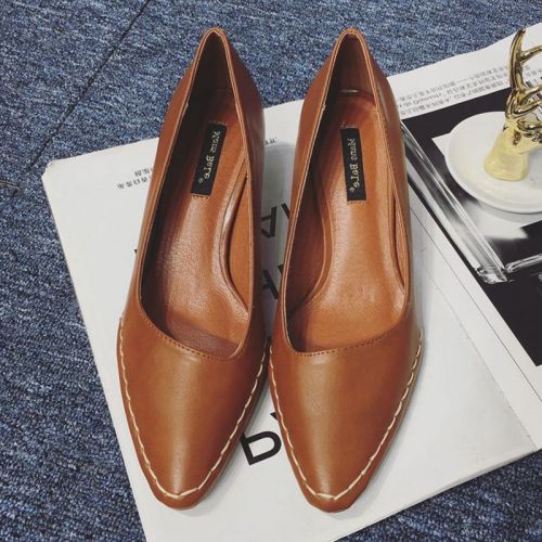 Chaussures de printemps femme en Manteau peinture pointu ouverture profonde- Europe - semelle fond composite Ref 99732