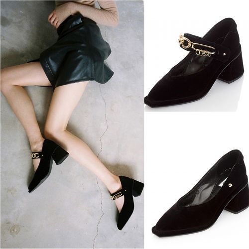 Chaussures de printemps femme en Xi Shi Cashmere pointu ouverture profonde, avec lacets, moraillon, chaîne, Ceinture dé