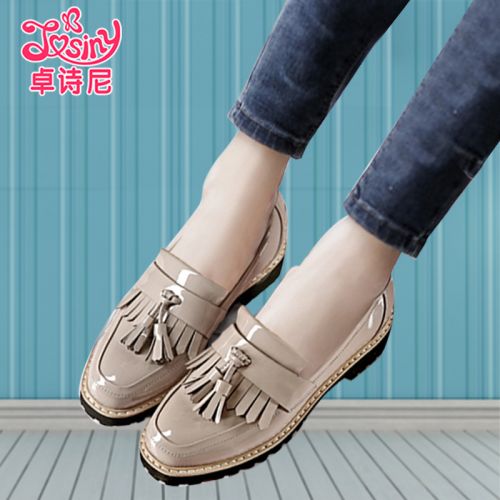 Chaussures de printemps femme en PU JOSINY tête carrée houppe - Europe semelle caoutchouc Ref 997357