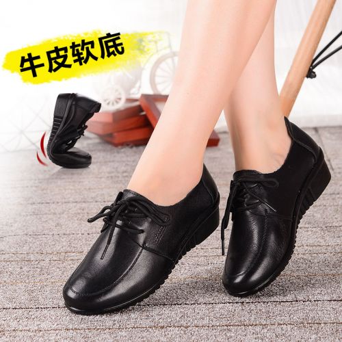 Chaussures de printemps femme en Première couche cuir ronde Wedges - simple semelle fond composite Ref 997365