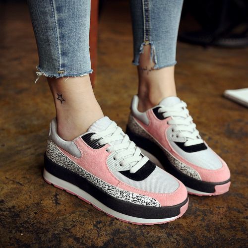 Chaussures de printemps femme en Une variété matériaux épissure ronde avec lacets, Modèles mélangées, Génoise - loisir