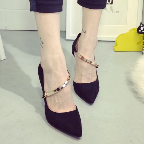 Chaussures de printemps femme en PU KITTMIN pointu ouverture profonde, avec perles, décoration métallique - Europe semell
