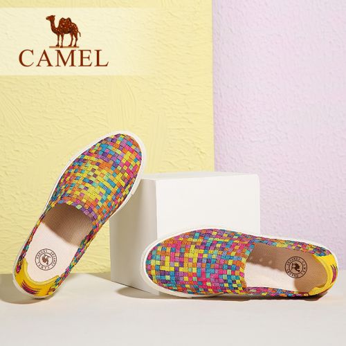 Chaussures de printemps femme en tissu CAMEL ronde ouverture profonde- loisir - semelle caoutchouc Ref 997369