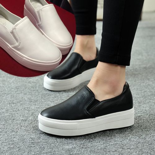 Chaussures de printemps femme en Première couche cuir ronde - semelle caoutchouc Ref 997403