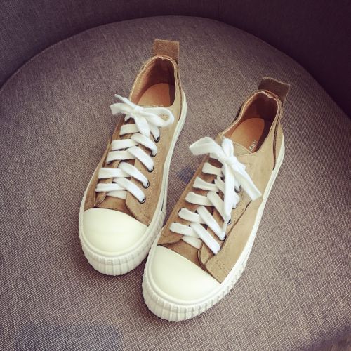 Chaussures de printemps femme en Première couche cuir ronde avec lacets - Ref 997416