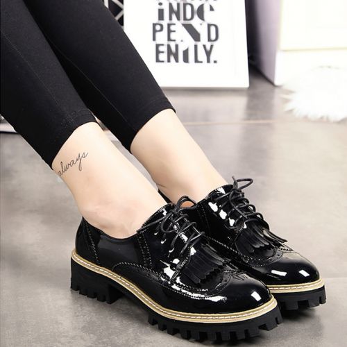 Chaussures de printemps femme en Manteau peinture ronde avec lacets, houppe, - Angleterre Ref 997477
