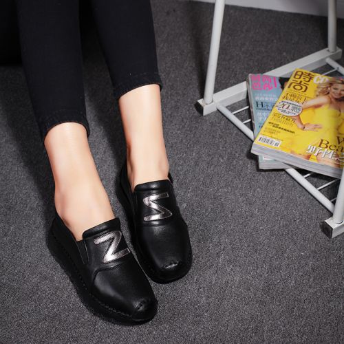 Chaussures de printemps femme en Première couche cuir ronde Wedges - loisir semelle caoutchouc Ref 997480