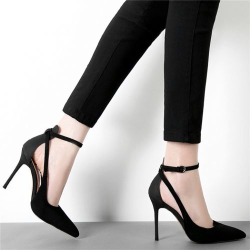 Chaussures de printemps femme en vache, Nubuck, pointu ouverture profonde, décoration métallique, Avec une combin