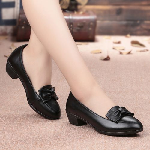 Chaussures de printemps femme en Première couche cuir ronde arc, étanche, ouverture profonde- simple - semel