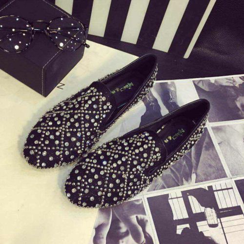 Chaussures de printemps femme en Une variété matériaux épissure ronde avec perles - Europe semelle fond composite Ref 99