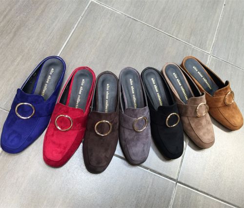 Chaussures de printemps femme en PU tête carrée ouverture profonde, Ceinture décoration - Europe Ref 997590