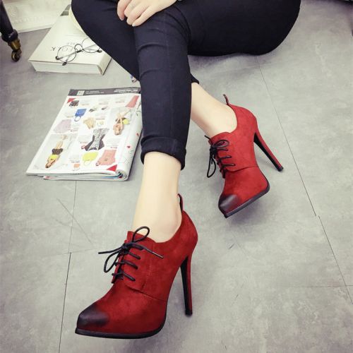 Chaussures de printemps femme en PU pointu Style romain, étanche, avec lacets - Europe semelle plastique Ref 997620