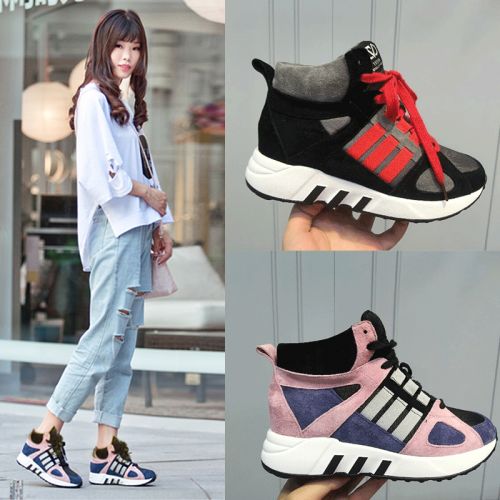 Chaussures de printemps femme en Première couche cuir ronde ouverture profonde, avec lacets, Modèles mélangées, Wedg