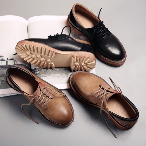 Chaussures de printemps femme en fibre Superfine BARANBABE ronde étanche, Modèles mélangées, avec lacets - Retr