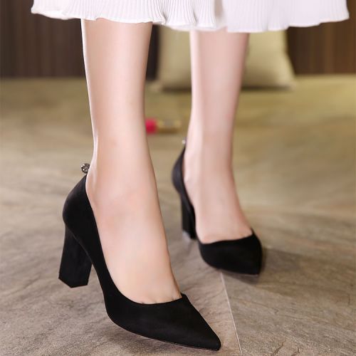 Chaussures de printemps femme en pointu décoration métallique, avec perles, ouverture profonde- simple -