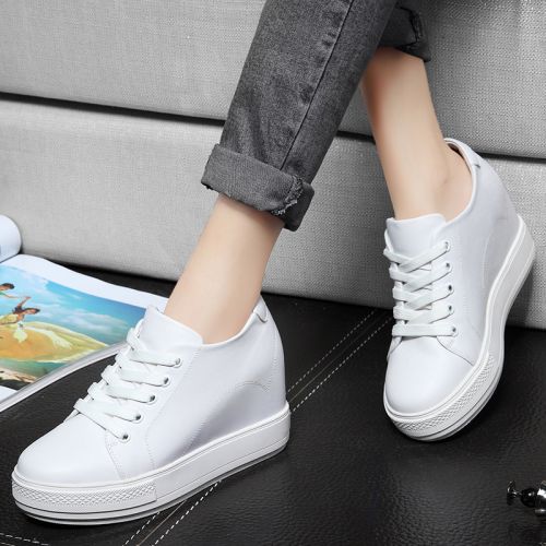 Chaussures de printemps femme en PU ronde avec lacets, Wedges, Génoise, étanche - loisir semelle caoutchouc Ref 997683