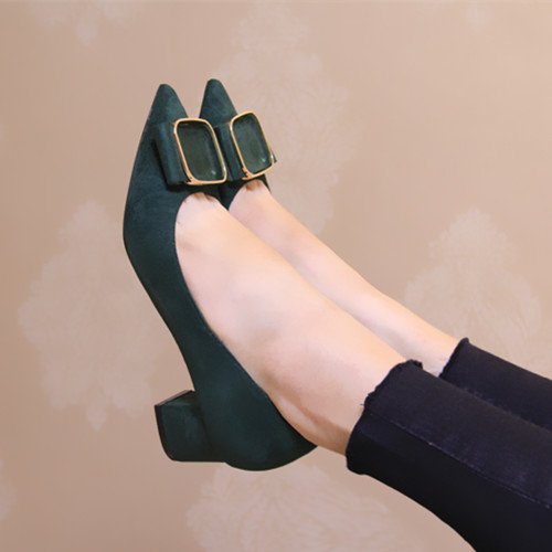 Chaussures de printemps femme en pointu ouverture profonde, - Retro semelle caoutchouc Ref 997737