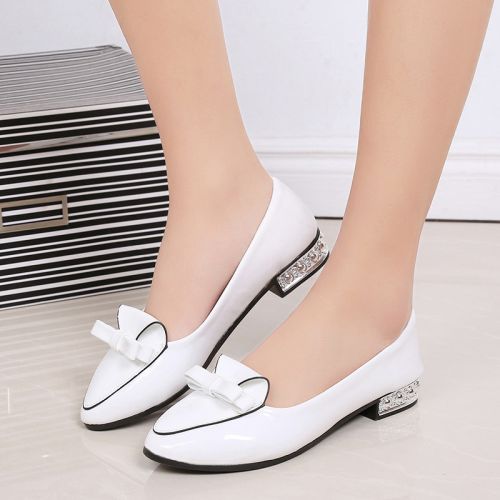 Chaussures de printemps femme en Cuir spatial ronde ouverture profonde, Fleurs, arc, houppe - collège semelle caoutchouc
