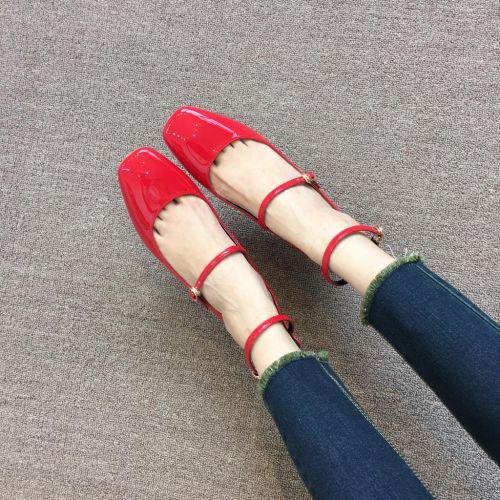 Chaussures de printemps femme en Manteau peinture tête carrée ouverture profonde- Ref 997834
