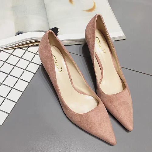 Chaussures de printemps femme en PU pointu ouverture profonde- semelle caoutchouc - Ref 997861