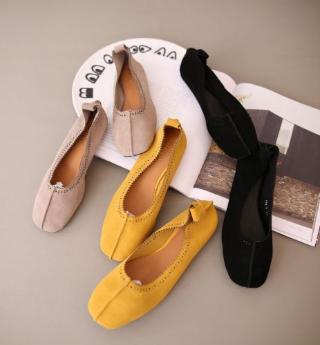 Chaussures de printemps femme en vache, Nubuck, tête carrée - japonais Ref 997895
