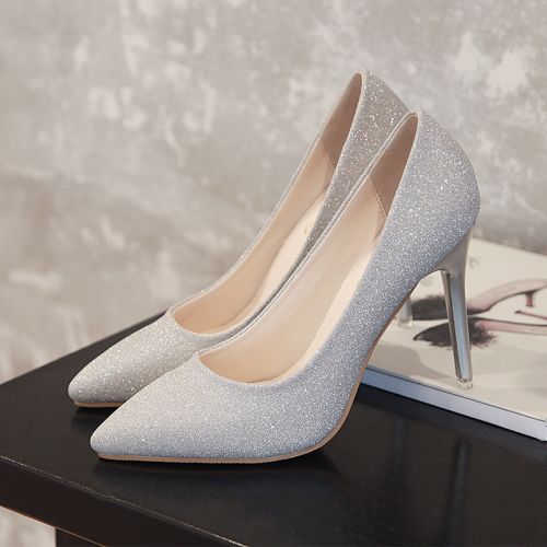 Chaussures de printemps femme en tissu Sequin pointu ouverture profonde- Commuter - semelle caoutchouc Ref 997941