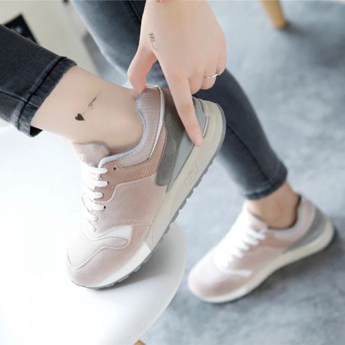 Chaussures de printemps femme en engrener ronde avec lacets - semelle caoutchouc Ref 997944