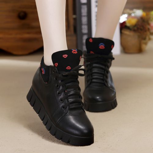 Chaussures de printemps femme en fibre Superfine RIKATO&AMPCO ronde avec lacets, Wedges - Angleterre semelle caoutchouc