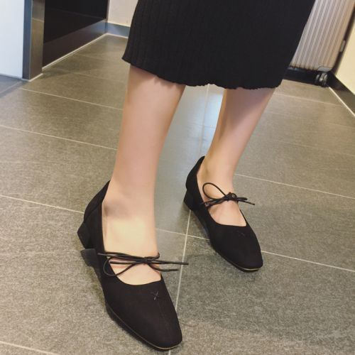Chaussures de printemps femme en ronde ouverture profonde, avec lacets, arc, - semelle caoutchouc Re