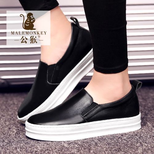 Chaussures de printemps femme en Première couche cuir ronde Génoise, étanche - loisir Ref 998082