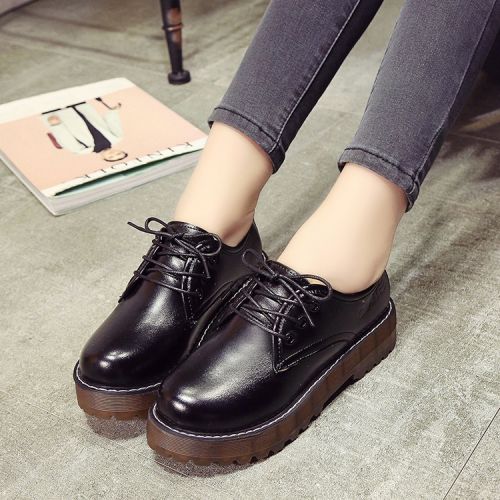 Chaussures de printemps femme en PU ronde avec lacets, étanche - semelle caoutchouc Ref 998273