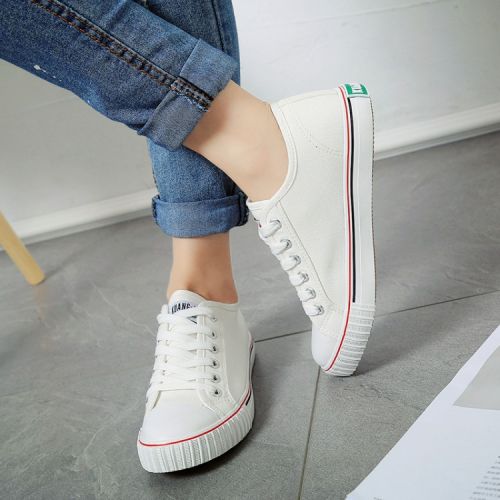 Chaussures de printemps femme en tissu ronde avec lacets - collège semelle TPR Ref 998293