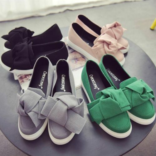 Chaussures de printemps femme en tissu ronde arc - princesse semelle caoutchouc Ref 998320
