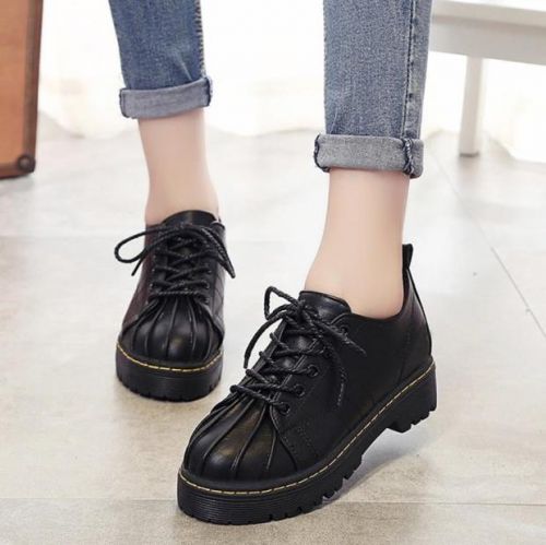 Chaussures de printemps femme en PU ronde avec lacets, étanche - Retro semelle caoutchouc Ref 998335