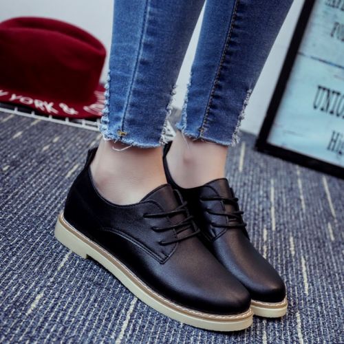 Chaussures de printemps femme en PU ronde avec lacets, - semelle caoutchouc Ref 998336