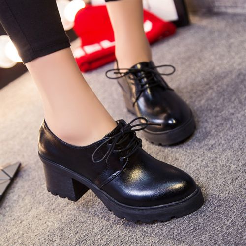 Chaussures de printemps femme en PU ronde ouverture profonde, - Europe semelle fond composite Ref 998338