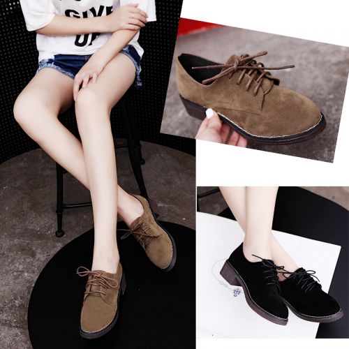 Chaussures de printemps femme en vache, Nubuck, ronde ouverture profonde- semelle caoutchouc - Ref 998349