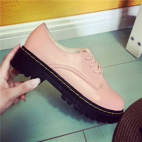 Chaussures de printemps femme en PU ronde avec lacets, étanche - semelle caoutchouc Ref 998350