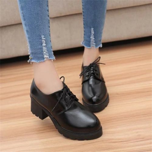 Chaussures de printemps femme en Ercengzhupi ronde ouverture profonde, avec lacets, étanche - Angleterre 