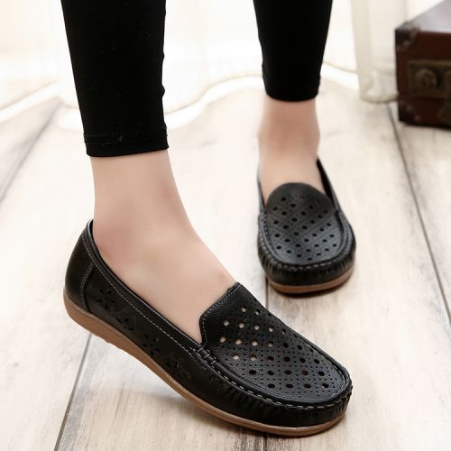Chaussures de printemps femme en PU ronde creux, ouverture profonde- loisir - semelle caoutchouc Ref 998403