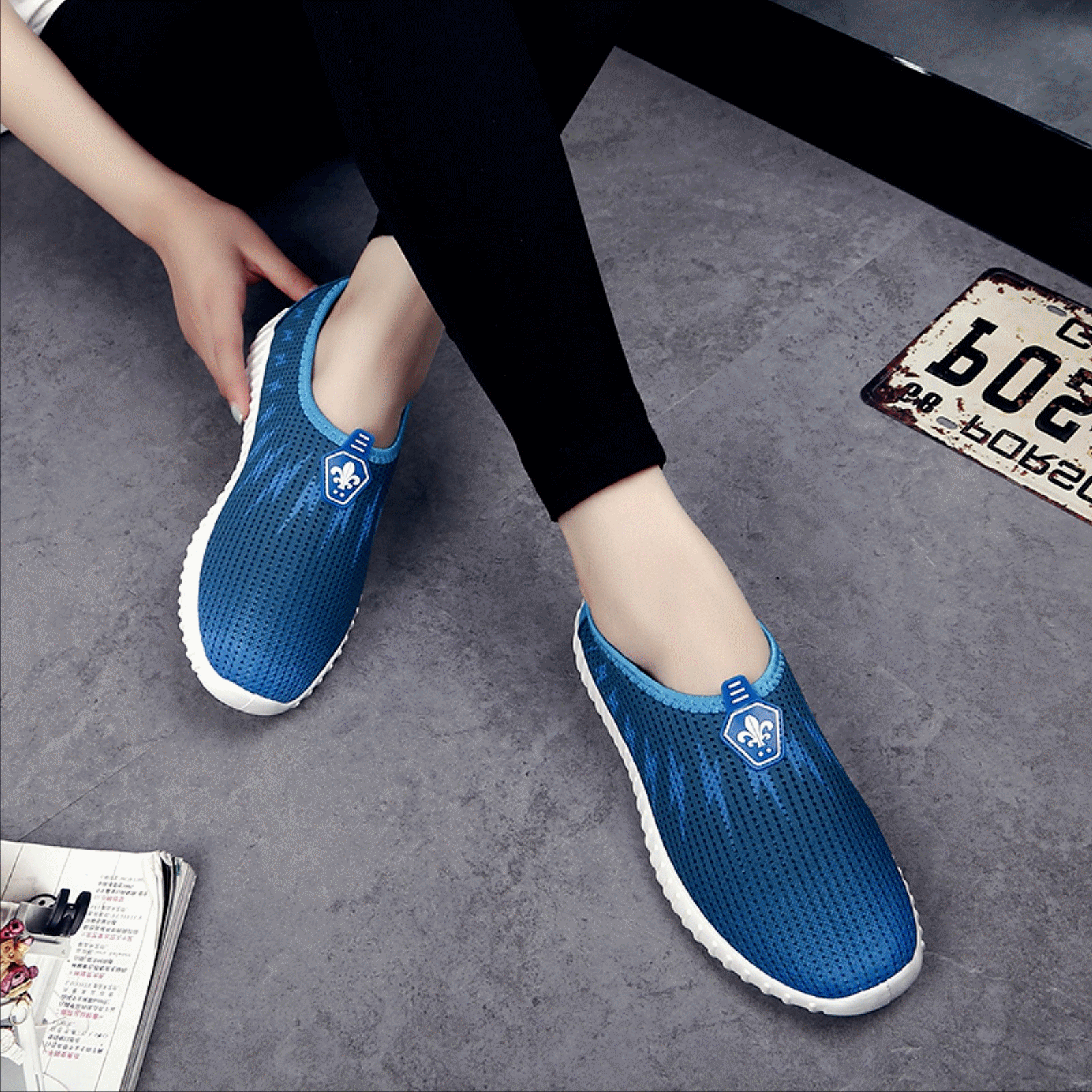 Chaussures de printemps femme en engrener ronde ouverture profonde, - loisir semelle caoutchouc Ref 998442